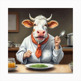 Chef Cow 3 Canvas Print