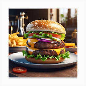 Hamburger And Fries 30 Canvas Print