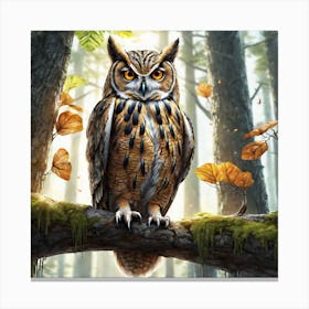 Owl In The Forest 180 Canvas Print