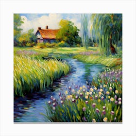 Brushstroke Bliss: Monet's Riverside Retreat Canvas Print