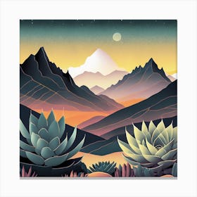 Firefly Beautiful Succulent Landscape With A Cinematic Mountain View Of A Dramatic Sunrise 43410 (3) Canvas Print