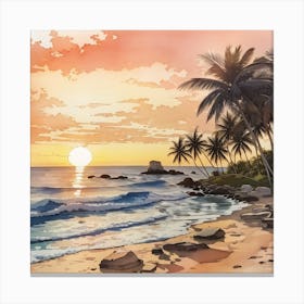 Sunset On The Beach Canvas Print