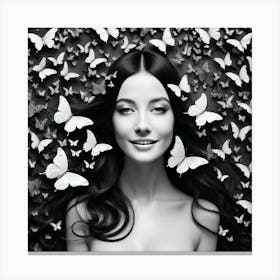 Black And White Butterfly Portrait 1 Canvas Print