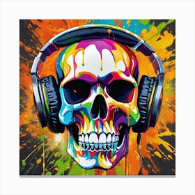 Skull With Headphones 79 Canvas Print