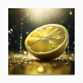 Golden Lemon Slice Canvas Print