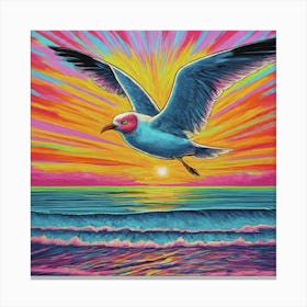 Seagull At Sunset Canvas Print