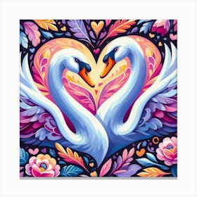 Pair of swan with love 4 Canvas Print