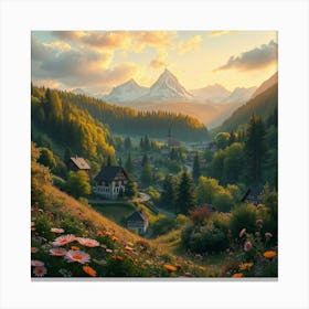 Village In The Mountains 5 Canvas Print