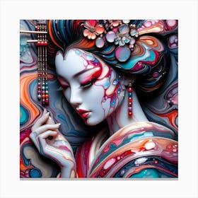 Japan Traditional Geisha Illustration By Ad 134 Canvas Print