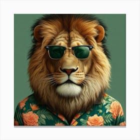 Lion In Sunglasses Canvas Print