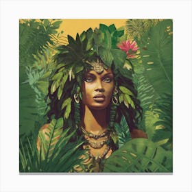 Woman In The Jungle Canvas Print