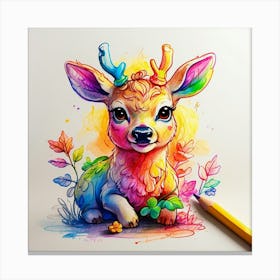 Colorful Deer 2 Canvas Print