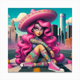 Day Of The Pink Haired Girl Canvas Print