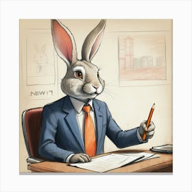 Rabbit In Business Suit Canvas Print