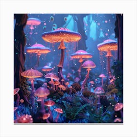 Mushrooms In The Forest Canvas Print