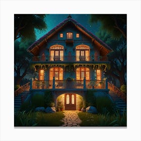 House At Night Canvas Print