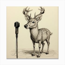 Deer With Microphone 20 Canvas Print