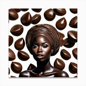Beautiful African Woman With Chocolate Canvas Print