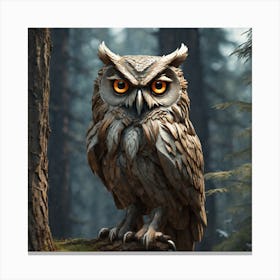 Owl In The Woods 32 Canvas Print