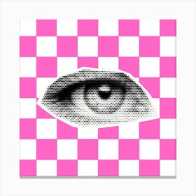 Checkerboard Eye Pink Canvas Print