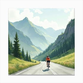 Sleek Road Bike On A Misty Mountain Pass Watercolor 1 Canvas Print