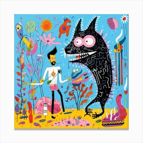 Man And A Monster Canvas Print