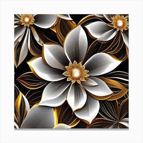 Gold And White Flowers Canvas Print