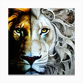 Two Lions 2 Canvas Print