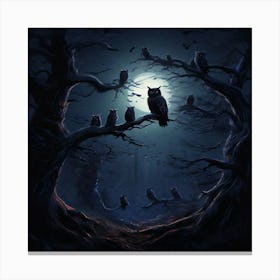 Owls In The Forest 1 Canvas Print