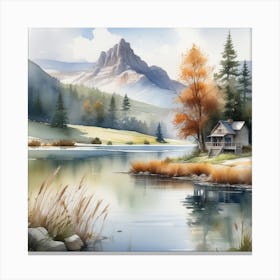 Watercolor Landscape Painting 4 Canvas Print