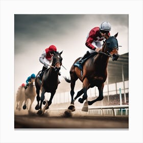 Jockeys Racing On The Track 8 Canvas Print