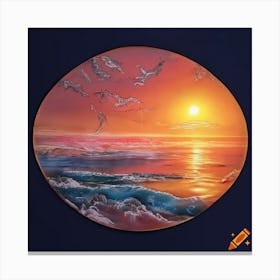 Sunset On The Ocean Canvas Print