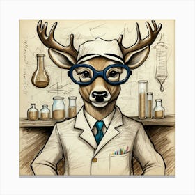 Deer In Lab Coat 10 Canvas Print