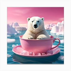 Polar Bear In A Cup art print Canvas Print