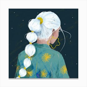 Girl with bubbly ponytail Canvas Print