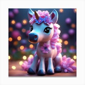 Unicorn With Flowers Canvas Print