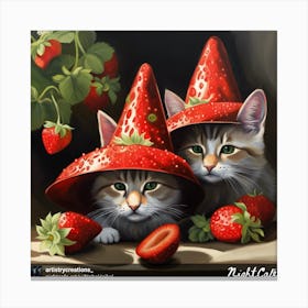 Two Kittens In Witch Hats Canvas Print