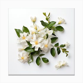 White Jasmine Flowers On White Background 1 Canvas Print