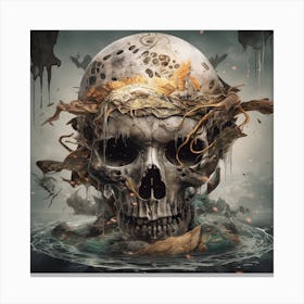 Skull In The Water 5 Canvas Print