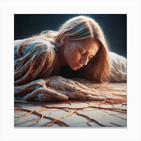 Woman Laying On The Ground Canvas Print