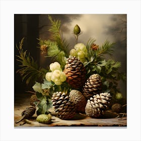 Vintage Pine Cones Artistry Canvas Print