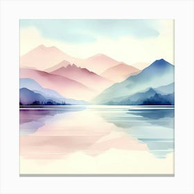 Watercolor Mountain Landscape Canvas Print