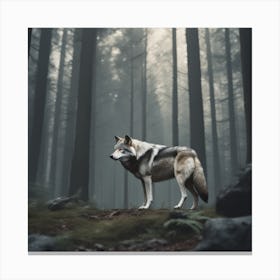 Wolf In The Forest 70 Canvas Print