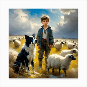 Oxfordshire Boy And His Sheep Nr. Winey Canvas Print