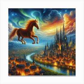 Horse In The City Canvas Print