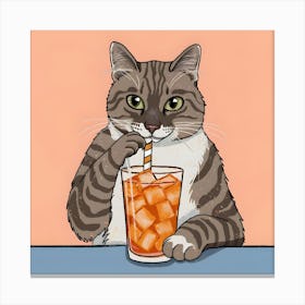 Aperol Spritz Cat Drinking Iced Tea Canvas Print
