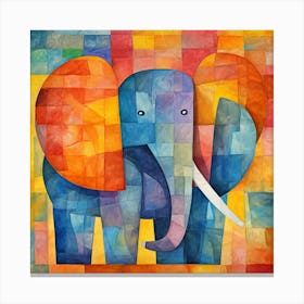 Elephant In The Squares Canvas Print
