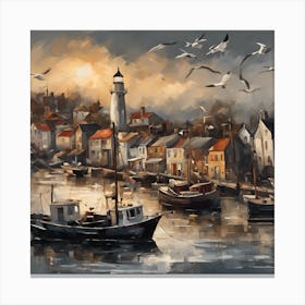 Harbour At Dusk Canvas Print