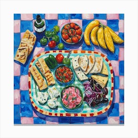 Mediterranean Mezze Platter Checkerboard 3 Canvas Print