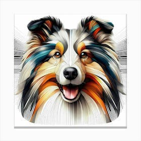 Collie Dog Head - Abstract Line Art Illustration 182 Canvas Print